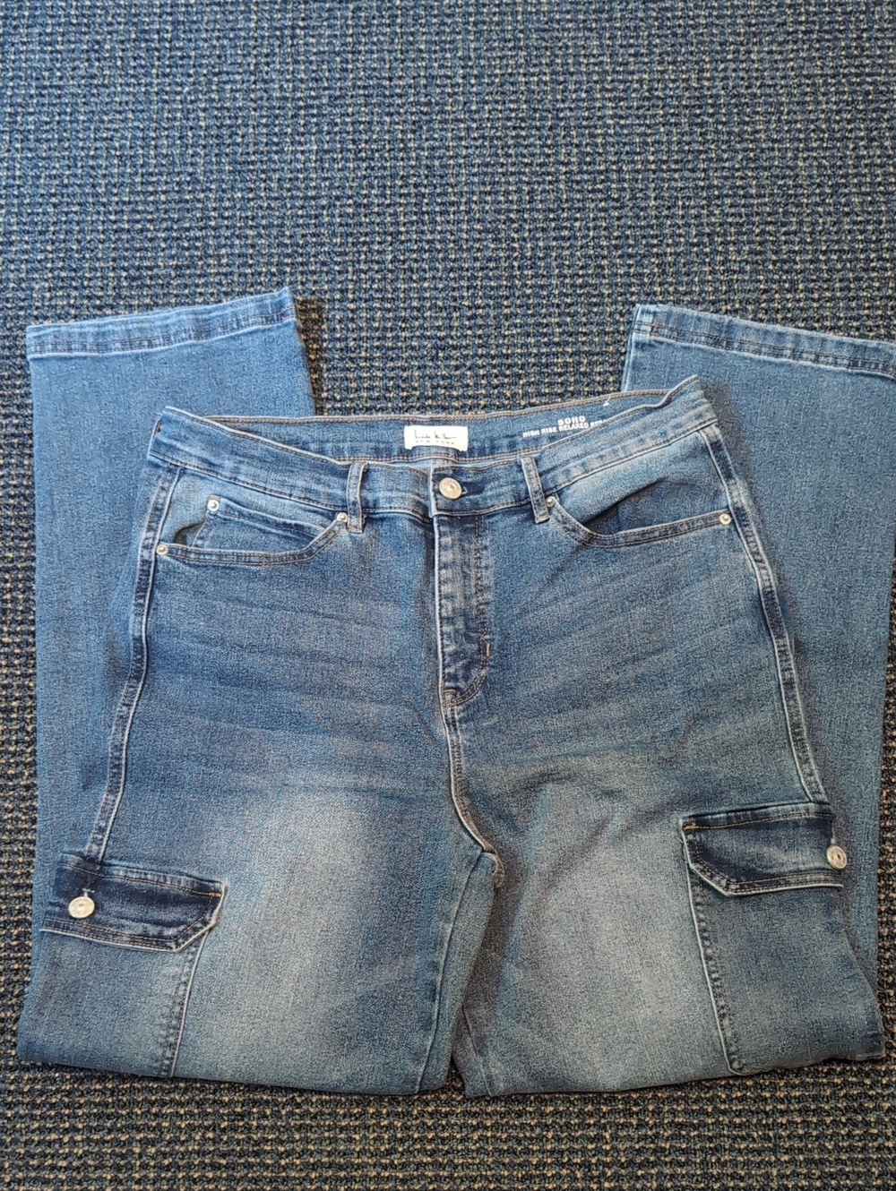 Nicole Miller Womens Blue Cargo Pocket Jeans